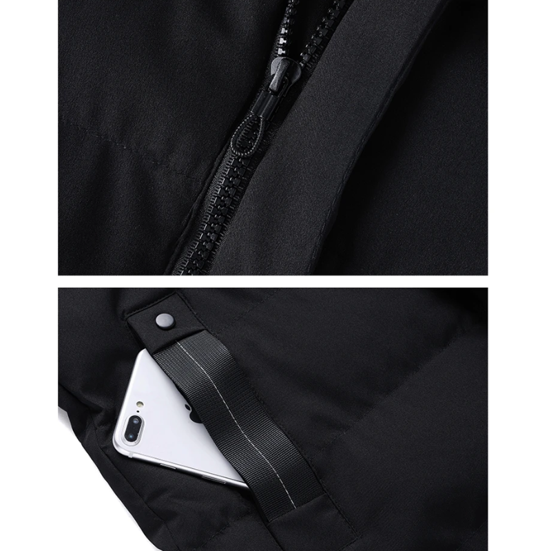 Casual duga muška puffer jakna s kapuljačom i džepovima Savršena za jesen/zimu