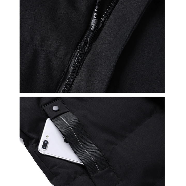 Casual duga muška puffer jakna s kapuljačom i džepovima Savršena za jesen/zimu