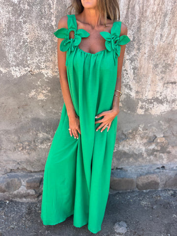 Mariana | Ženska jednobojna haljina s cvjetnim uzorkom