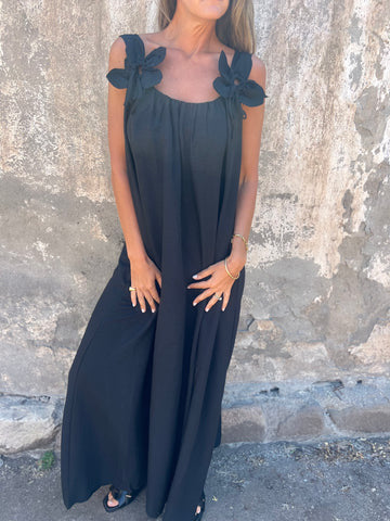 Mariana | Ženska jednobojna haljina s cvjetnim uzorkom