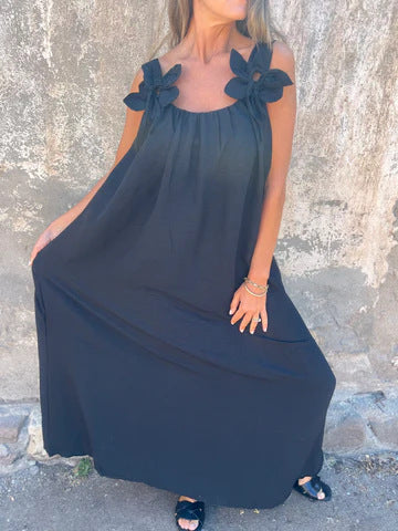 Mariana | Ženska jednobojna haljina s cvjetnim uzorkom