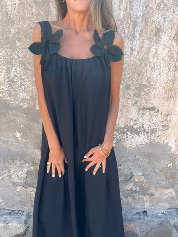 Mariana | Ženska jednobojna haljina s cvjetnim uzorkom