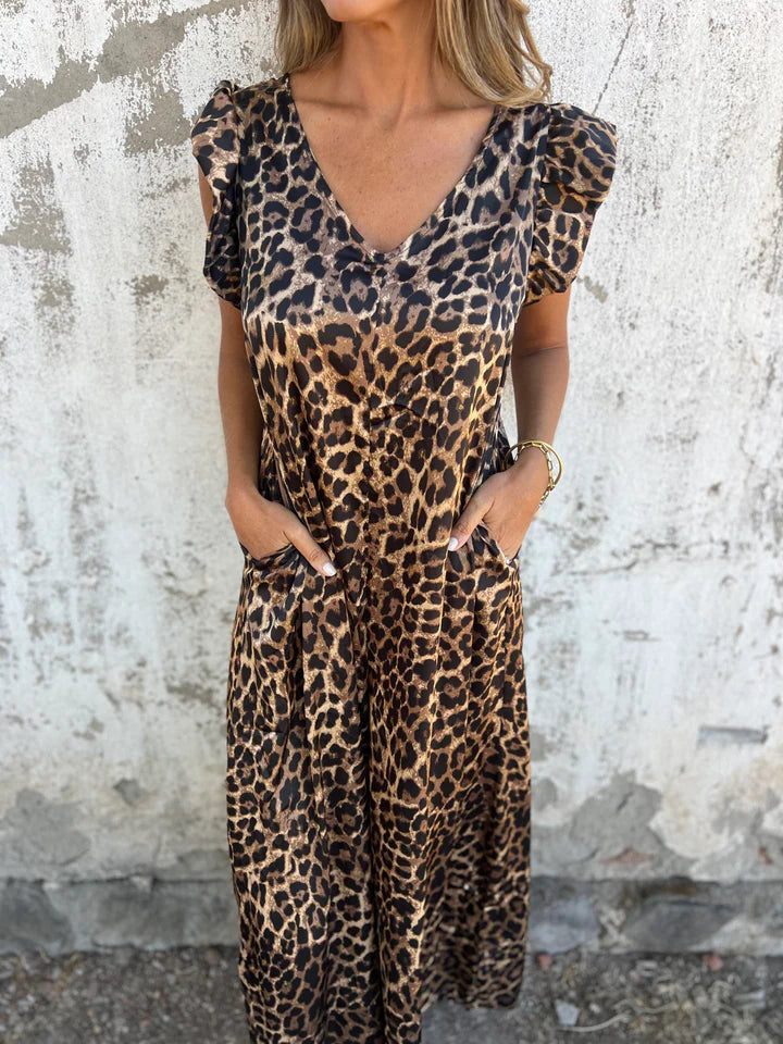 Aurelia | Jumpsuit s leopard uzorkom i prednjim džepovima