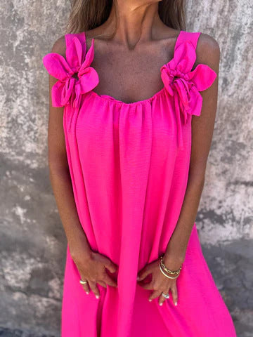 Mariana | Ženska jednobojna haljina s cvjetnim uzorkom