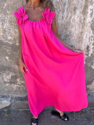 Mariana | Ženska jednobojna haljina s cvjetnim uzorkom