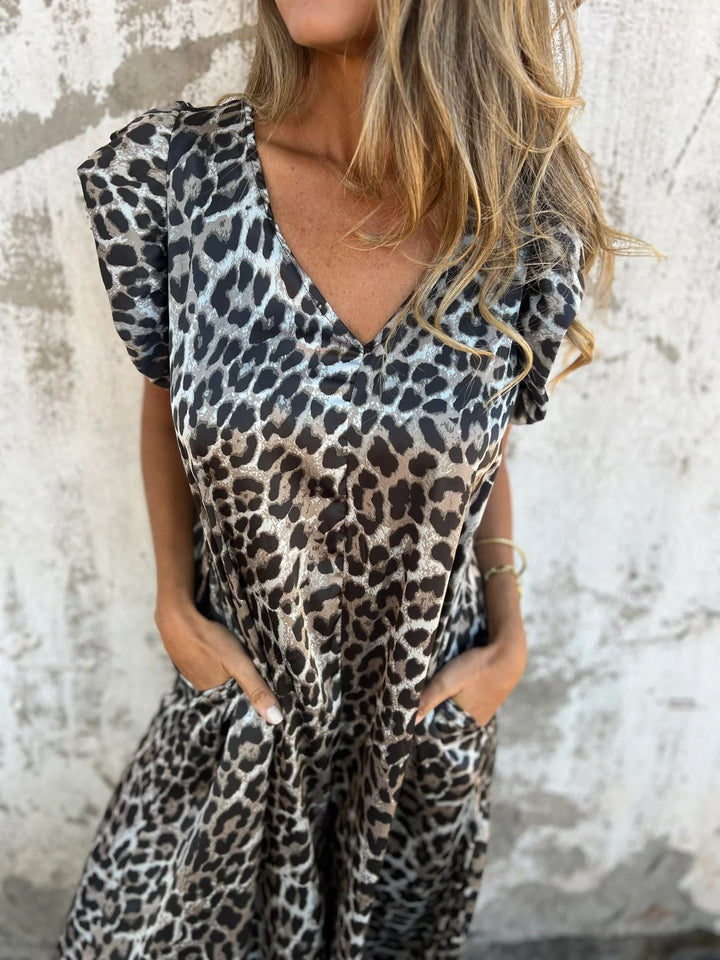 Aurelia | Jumpsuit s leopard uzorkom i prednjim džepovima