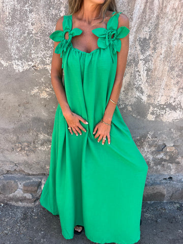 Mariana | Ženska jednobojna haljina s cvjetnim uzorkom