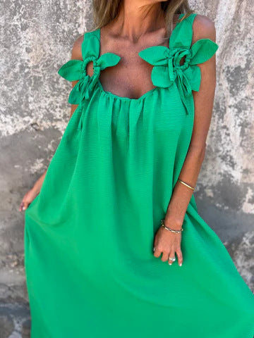 Mariana | Ženska jednobojna haljina s cvjetnim uzorkom